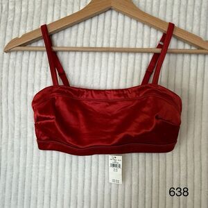NWT Aerie Red Satin‎ Bandeau Bralette Top With Adjustable Straps Size XS $39.95
